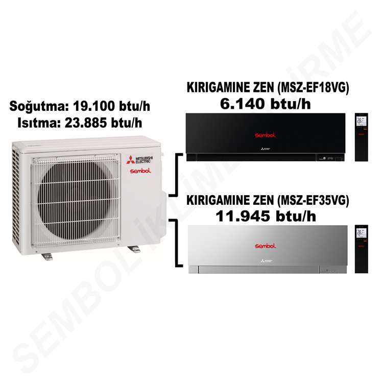 Mitsubishi Electric Kırıgamıne Zen Multi Split Klima (6.140 btu/h + 11.945 btu/h)