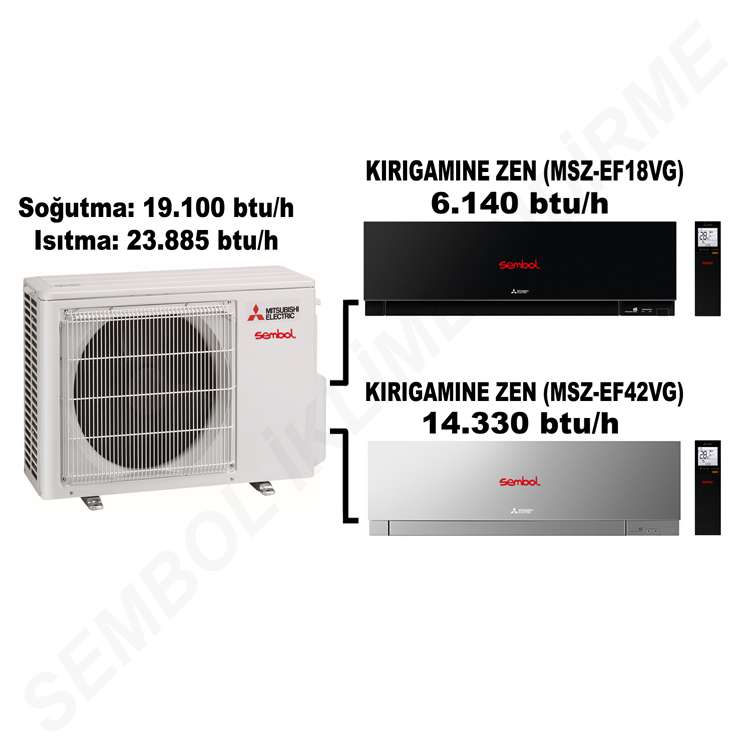 Mitsubishi Electric Kırıgamıne Zen Multi Split Klima (6.140 btu/h + 14.330 btu/h)