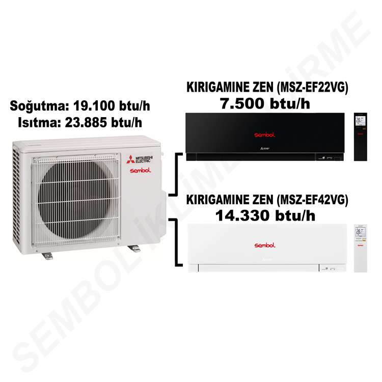 Mitsubishi Electric Kırıgamıne Zen Multi Split Klima (7.500 btu/h + 14.330 btu/h)