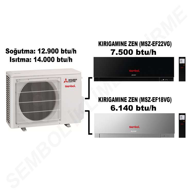 Mitsubishi Electric Kırıgamıne Zen Multi Split Klima (7.500 btu/h + 6.140 btu/h)