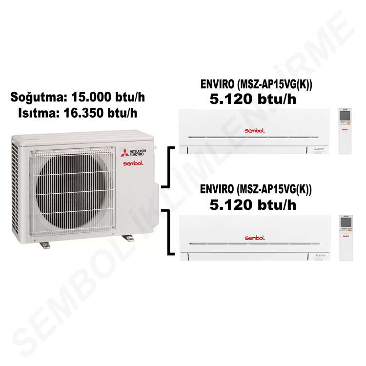 Mitsubishi Electric Envıro Multi Split Klima (5.120 btu/h + 5.120 btu/h)