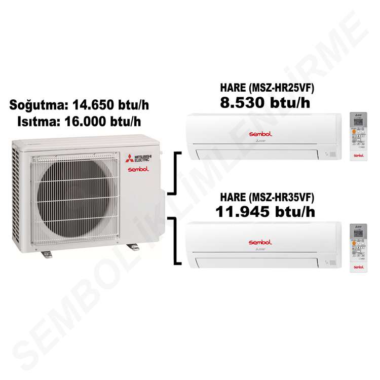 Mitsubishi Electric Hare Multi Split Klima (8.530 btu/h + 11.945 btu/h)