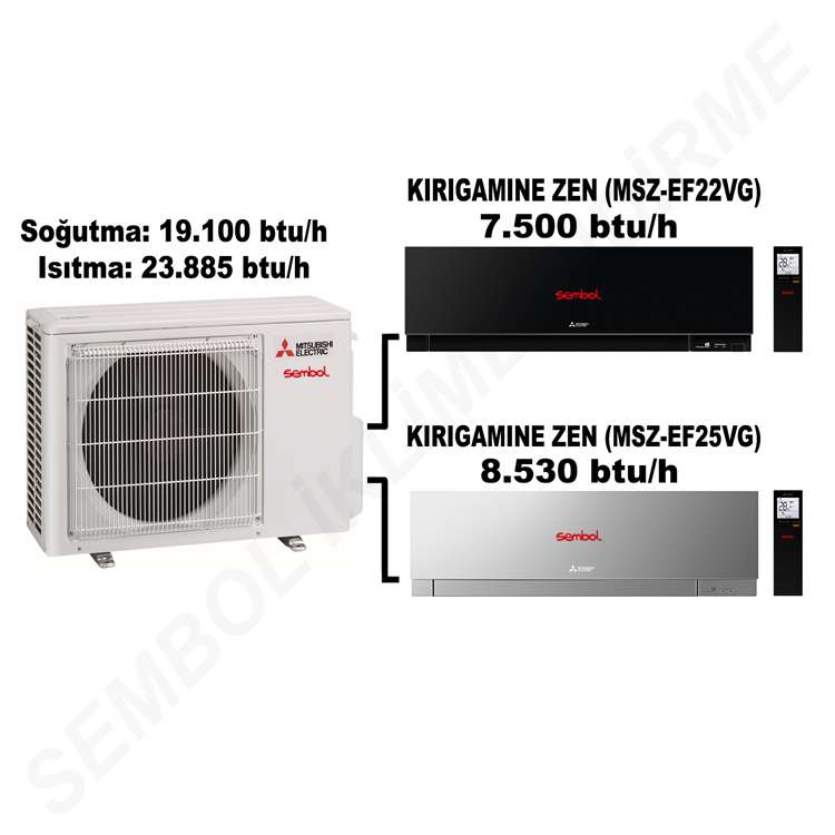 Mitsubishi Electric Kırıgamıne Zen Multi Split Klima (8.530 btu/h + 7.500 btu/h)