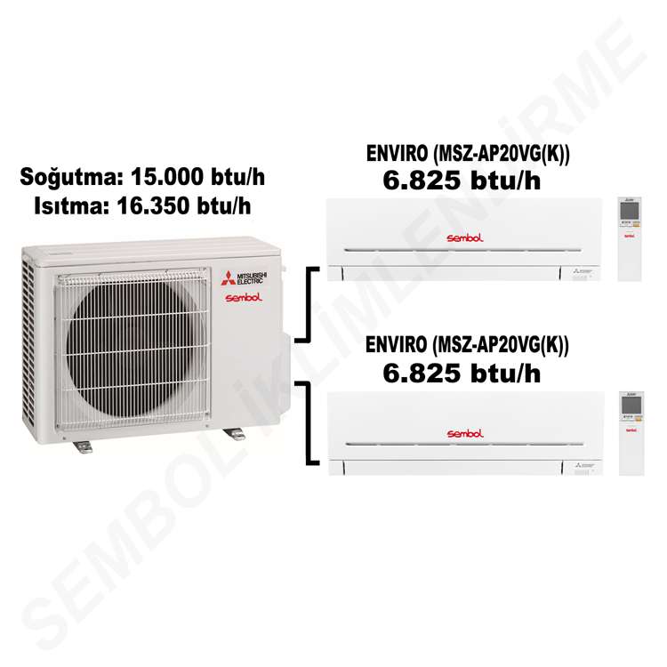 Mitsubishi Electric Envıro Multi Split Klima (6.825 btu/h + 6.825 btu/h)