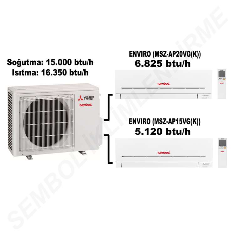 Mitsubishi Electric Envıro Multi Split Klima (5.120 btu/h + 6.825 btu/h)