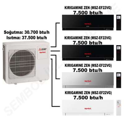 Mitsubishi Electric Kırıgamıne Zen Multi Split Klima (7.500 btu/h + 7.500 btu/h + 7.500 btu/h + 7.500 btu/h)